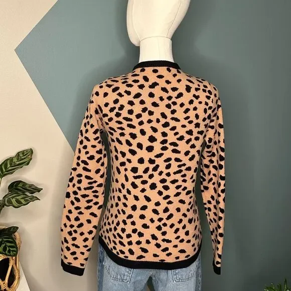 Halston Leopard Print Crew Neck Sweater Size S Animal Print Soft Luxe Pullover - Picture 5 of 9
